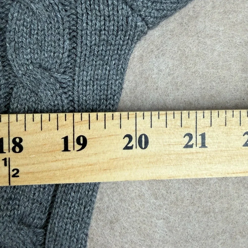 Polo Ralph Lauren Sweater Mens Medium Custom Slim Fit Gray Cable Knit 1/4‎ Zip
